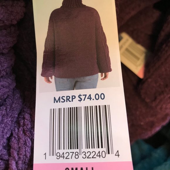 NWT Seven7 Chenille Turtleneck Sweater Blackberry Wine - Picture 4 of 4